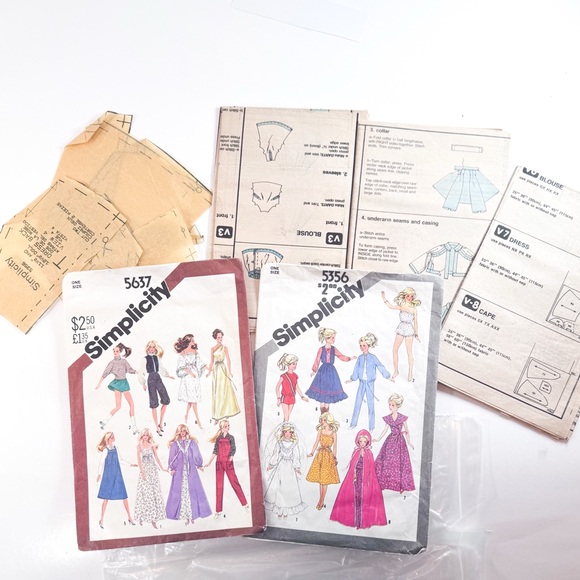 3/$20 Vintage Simplicity Barbie & Darci Doll Sewing Patterns – #5637 & #5356 - Picture 3 of 9
